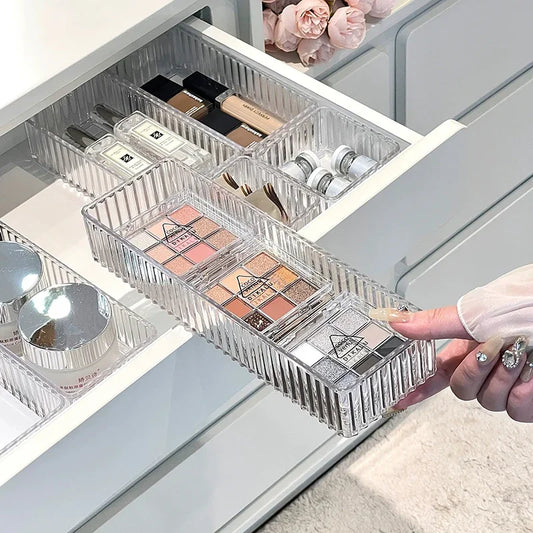 Clear Plastic Drawer Organizer Set – Storage Bins for Bathroom, Kitchen & Desk