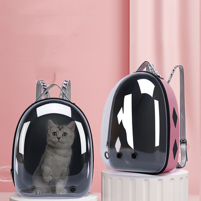 Transparent Space Capsule Pet Backpack – Breathable Carrier for Cats, Puppies and Small Dogs up to 15lbs
