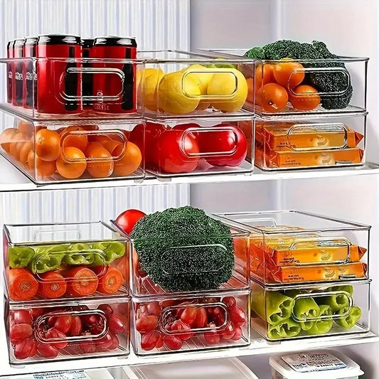 1–3PC Refrigerator & Pantry Organizer Bins – Plastic Storage Boxes with Handles for Kitchen & Crisper