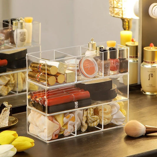 Clear Acrylic Drawer Makeup Organizer – Cosmetic Storage for Lipsticks, Creams & Accessories