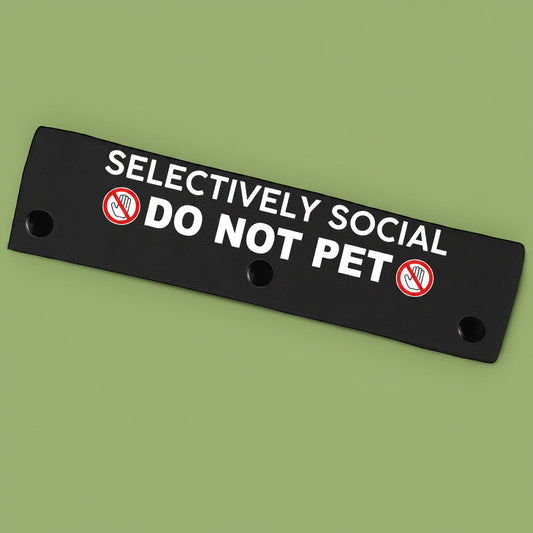 Double-Sided Dog Leash Sleeve – “Selectively Social Do Not Pet” Canvas Leash Wrap for Training and Walks