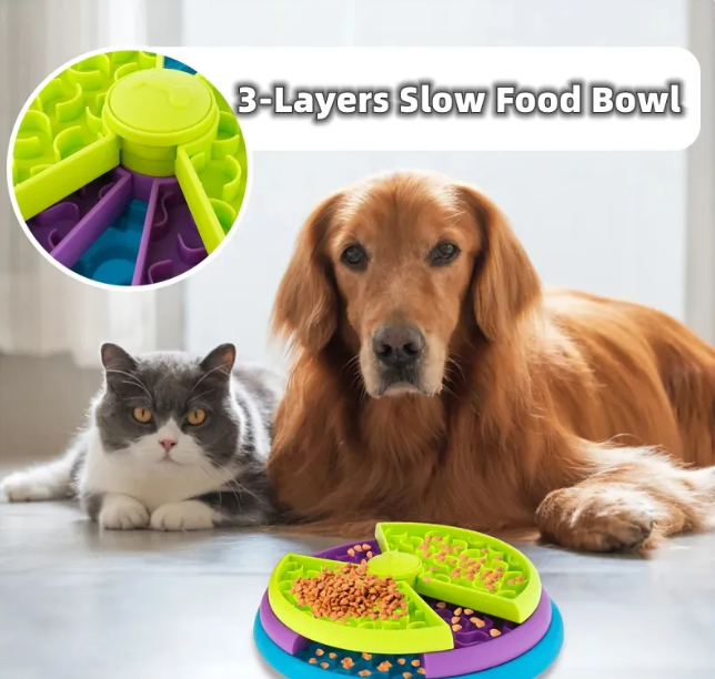 Slow Food Bowl Anti-Choking Pet Feeder – Rotating Slow Eating Bowl for Cats and Dogs