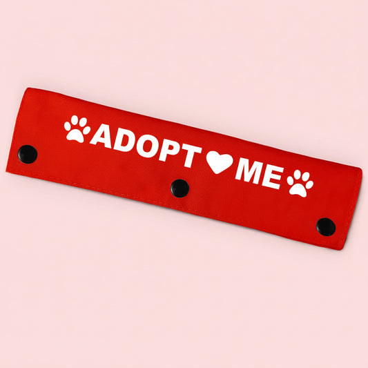 Double-Sided Dog Leash Sleeve – “Adopt Me” Canvas Leash Wrap for Training and Walking